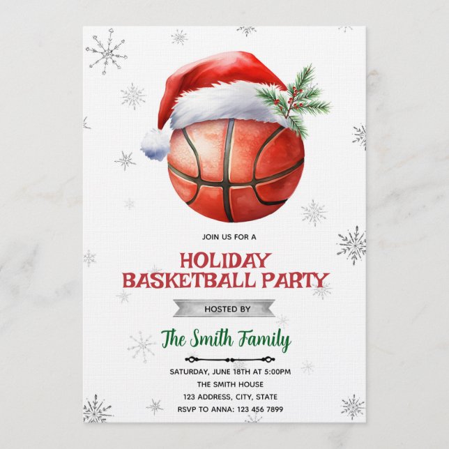 Convite Christmas basketball party invitation (Frente)