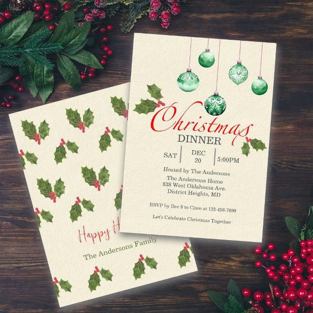 Convite Christmas Baubles Customize Party Invitation (Criador carregado)