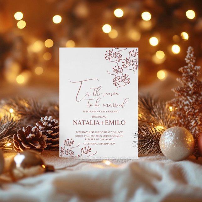 Convite Christmas Berries Elegant Holiday Wedding  (Criador carregado)