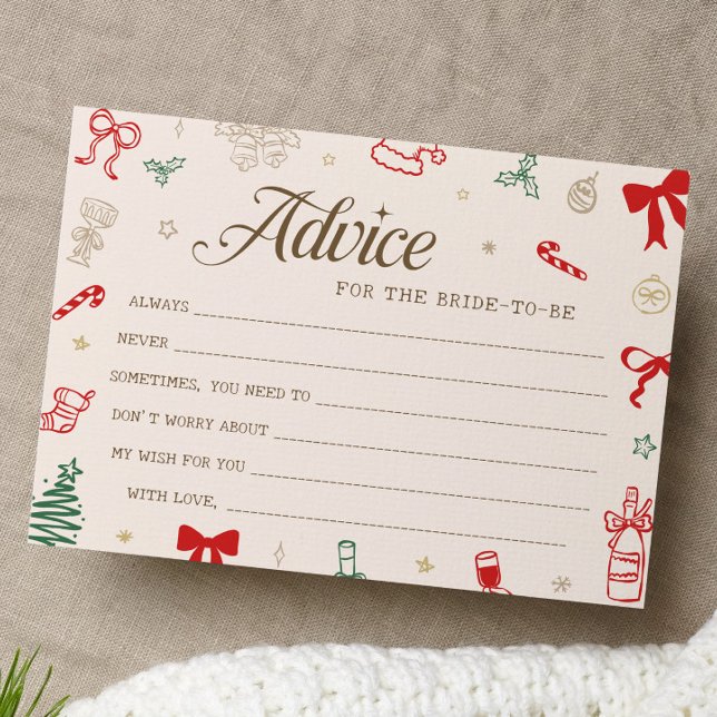 Convite Christmas Bridal Shower Advice for the Bride Card (Criador carregado)
