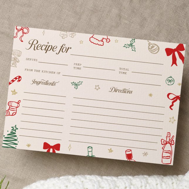 Convite Christmas Bridal Shower Recipe Card (Criador carregado)
