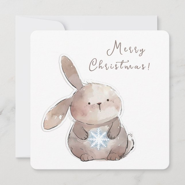 Convite Christmas Bunny and Snowflake, personalized (Frente)