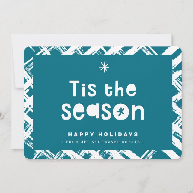 Convite CHRISTMAS BUSINESS THANKS logo tis the season blue (Frente)