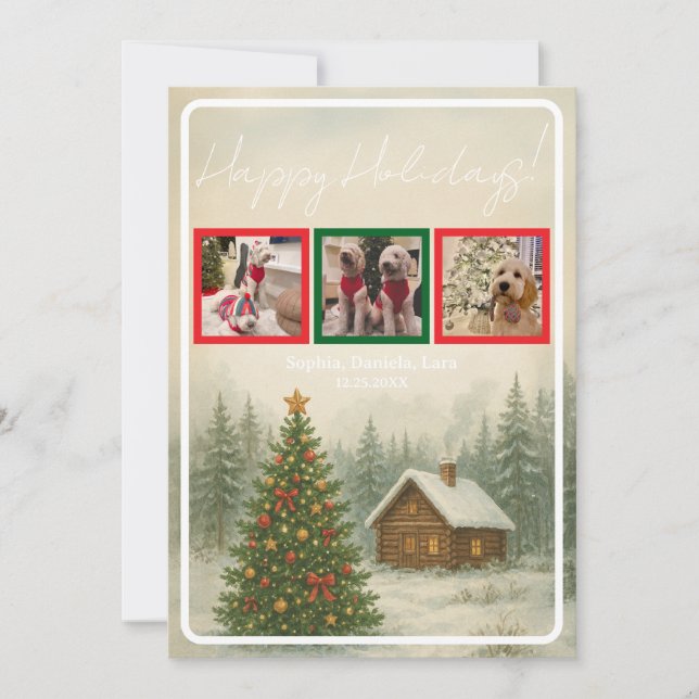 Convite Christmas Cabin Holiday (Frente)