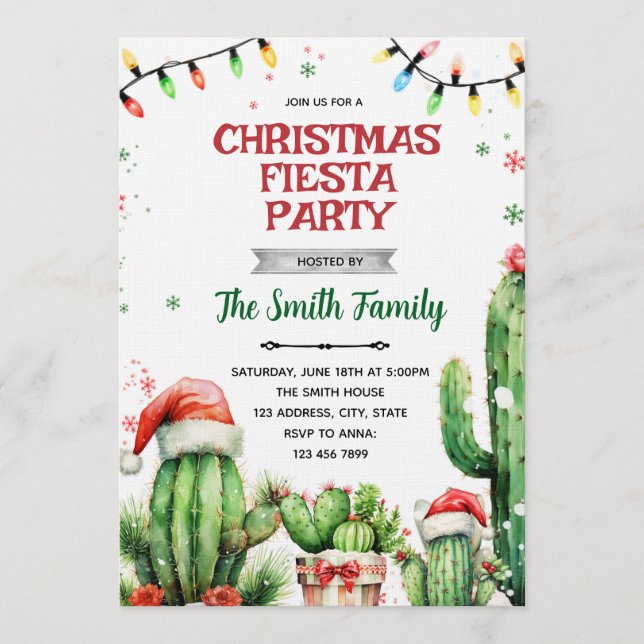 Convite Christmas Cactus Fiesta invitation (Frente)