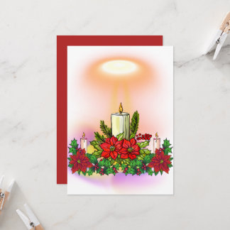 Convite Christmas Candle Card with Poinsettia