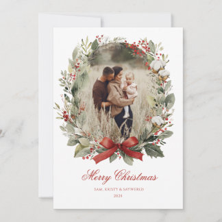 Convite Christmas Card  Watercolor botanical floral 