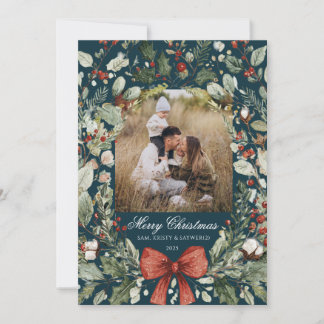 Convite Christmas Card  Watercolor botanical floral 