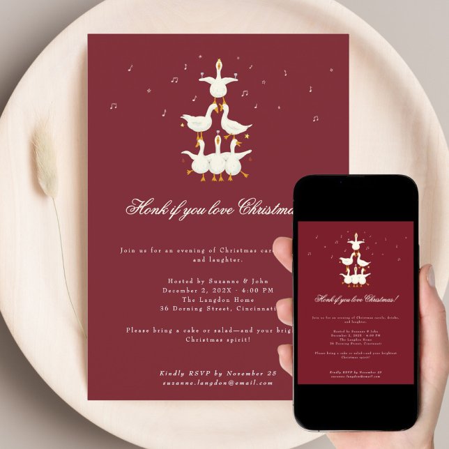 Convite Christmas Carol carolling goose invitation (Criador carregado)