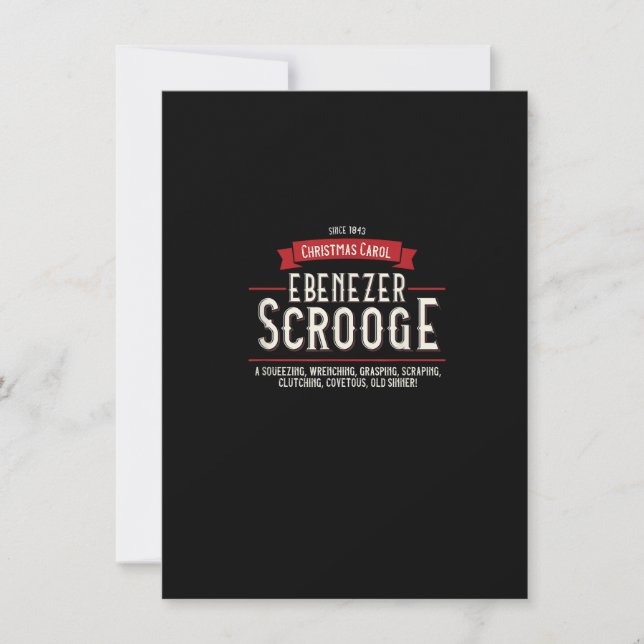 Convite Christmas Carol, Ebenezer Scrooge, Holiday Design, (Frente)