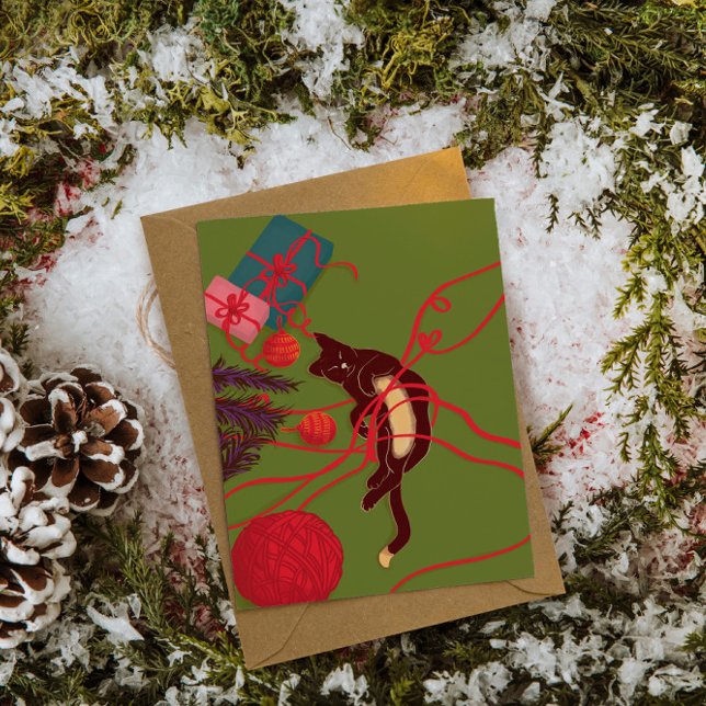 Convite Christmas Cat Tangle – Festive Kitty Playtime (Criador carregado)