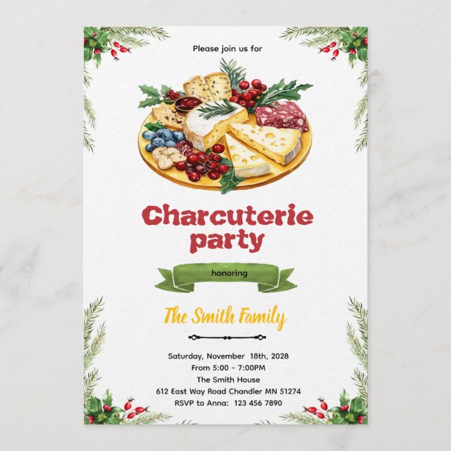 Convite Christmas Charcuterie party invitation (Frente)
