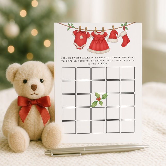 Convite Christmas Clothesline Bingo Baby Shower Game Card (Criador carregado)