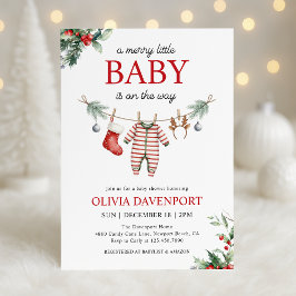 Convite Christmas Clothesline Merry Little Baby Shower