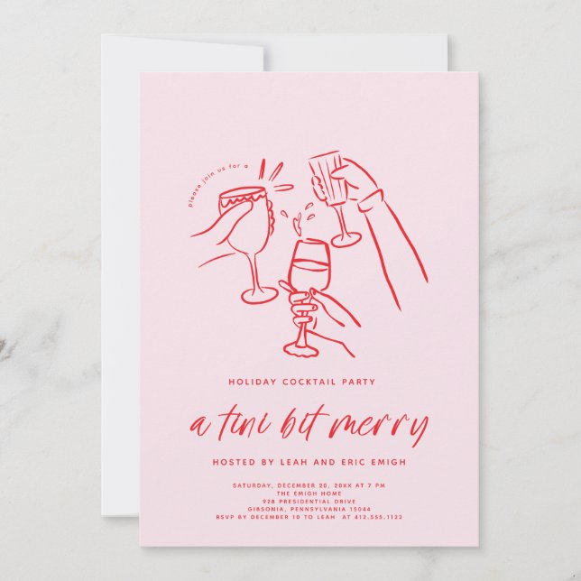 Convite Christmas Cocktail Party Invitation (Frente)