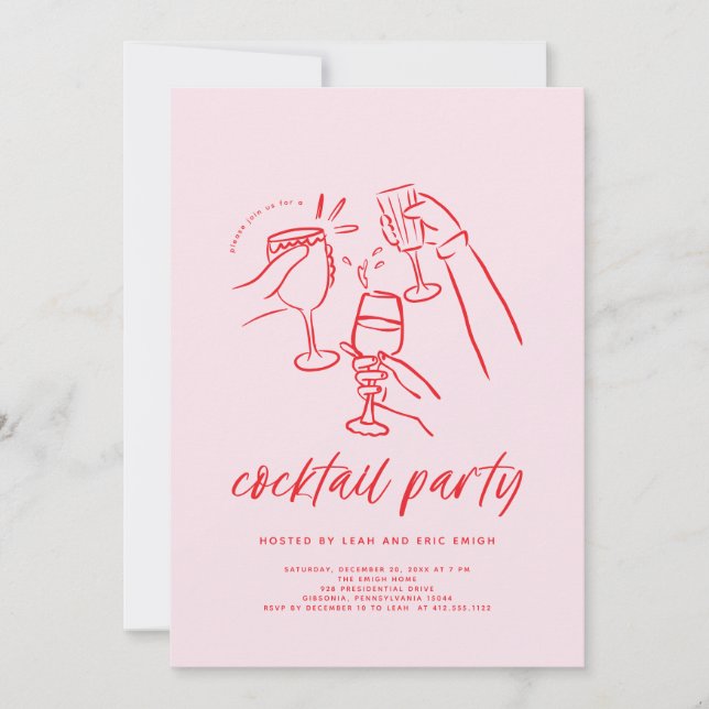 Convite Christmas Cocktail Party Invitation (Frente)