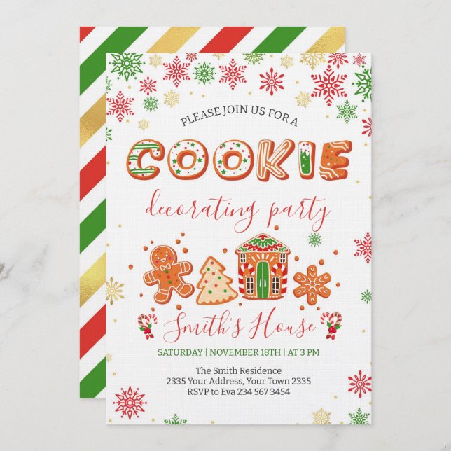 Convite Christmas Cookie Decorating Party (Frente/Verso)