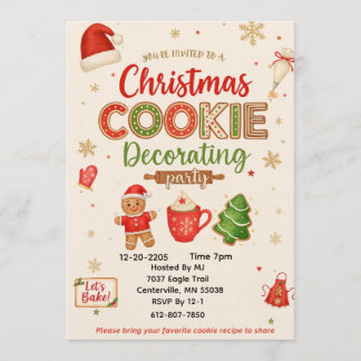Convite Christmas Cookie Decorating Party Invitation | Kid