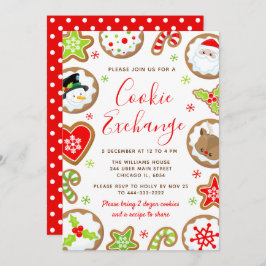 Convite Christmas Cookie Exchange Red and Green