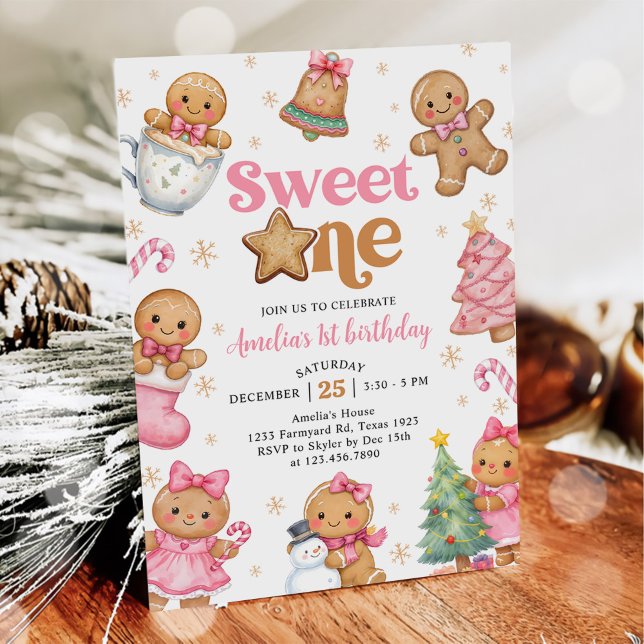 Convite Christmas Cookie Sweet One 1st Birthday Party (Criador carregado)