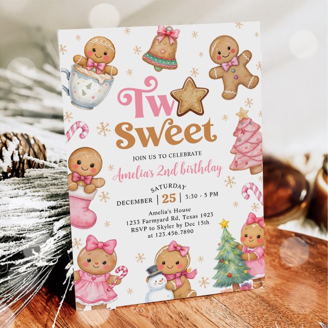 Convite Christmas Cookie Two Sweet 2nd Birthday Party (Criador carregado)