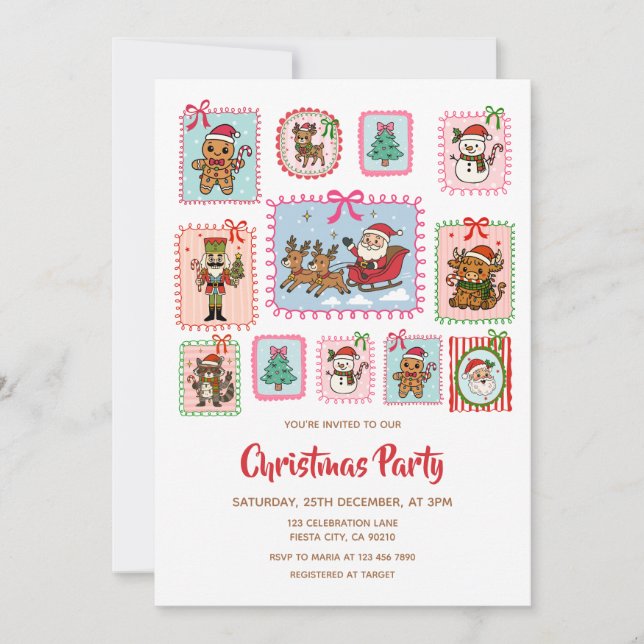 Convite Christmas Coquette Frame Christmas Party (Frente)