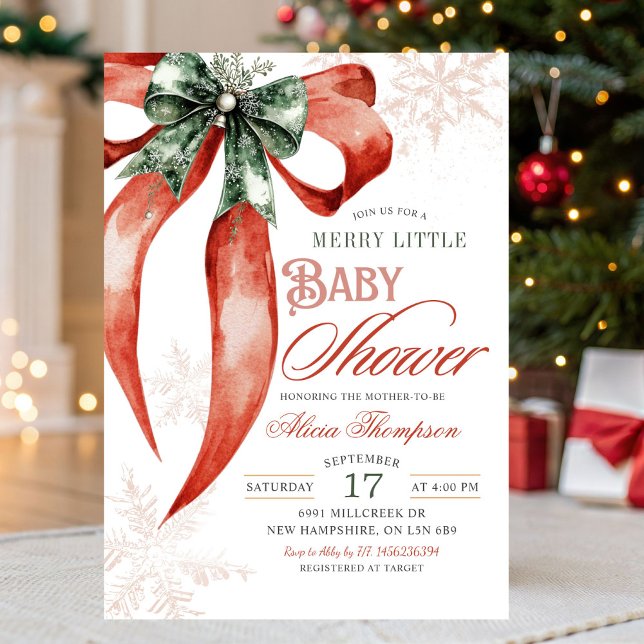 Convite Christmas Coquette Merry Little Baby Shower (Criador carregado)