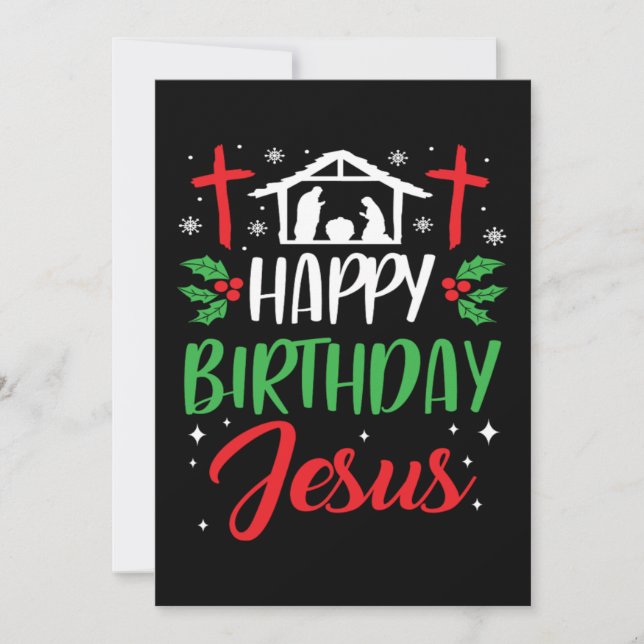Convite Christmas Day Happy Birthday Jesus Holiday Gift (Frente)