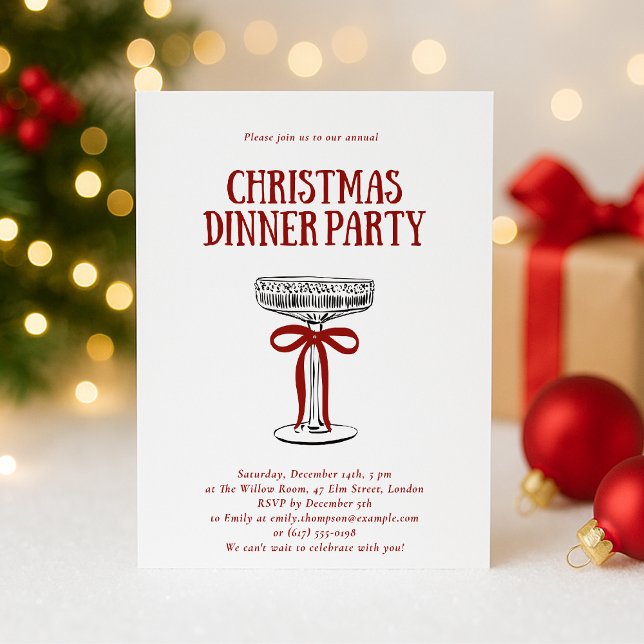 Convite Christmas Dinner Party Invitation (Criador carregado)