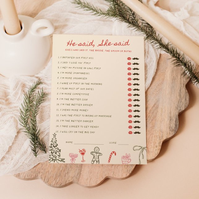 Convite Christmas Doodle He said She said Card (Criador carregado)