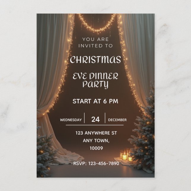 Convite Christmas Eve dinner party invitation template (Frente)