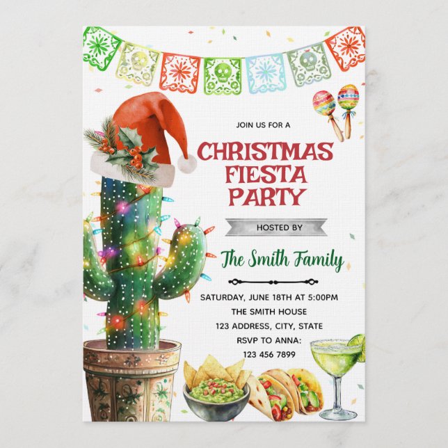 Convite Christmas Fiesta party Invitation (Frente)