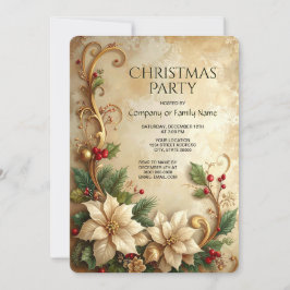 Convite Christmas Floral Holiday Party Invitation