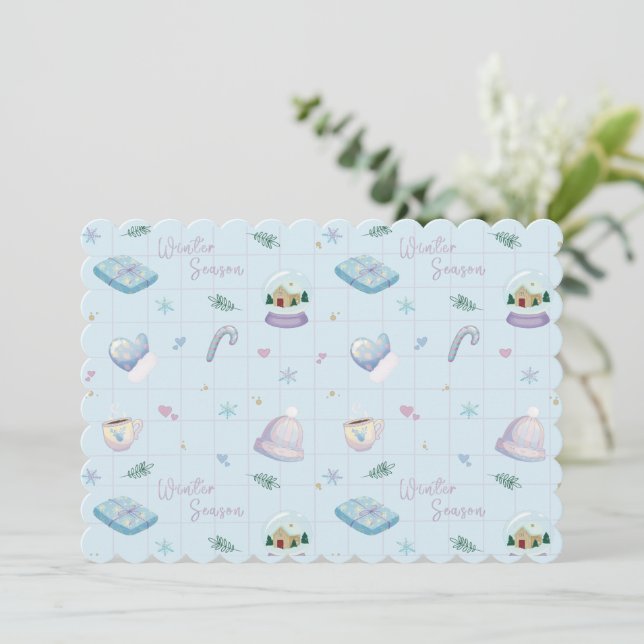 Convite Christmas Gift Wrap with Festive Holiday Patterns  (Em pé/Frente)