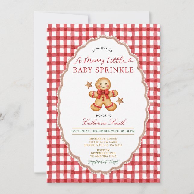 Convite Christmas Gingerbread Baby Sprinkle Invitation (Frente)