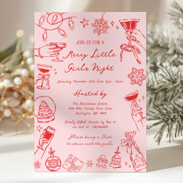 Convite Christmas Girls Night Invitation (Christmas Girls Night Invitation)