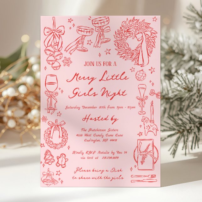 Convite Christmas Girls Night Invitation (Christmas Girls Night Invitation)