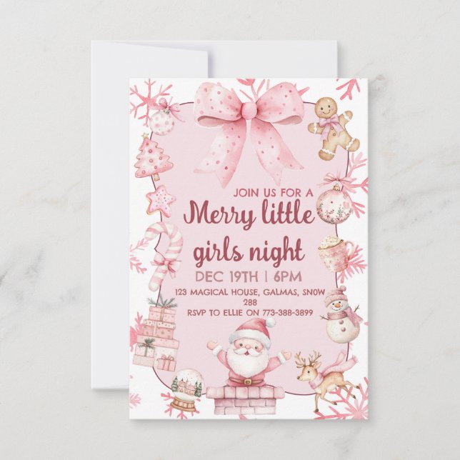Convite Christmas girls night party invitation (Frente)