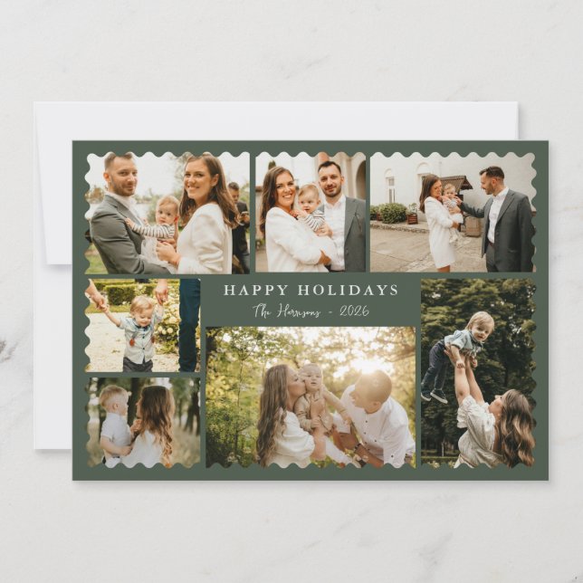 Convite Christmas Greeting 7 Photo Holiday Card (Frente)