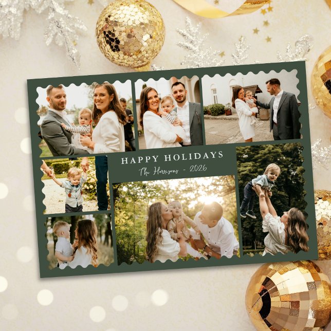 Convite Christmas Greeting 7 Photo Holiday Card (Criador carregado)