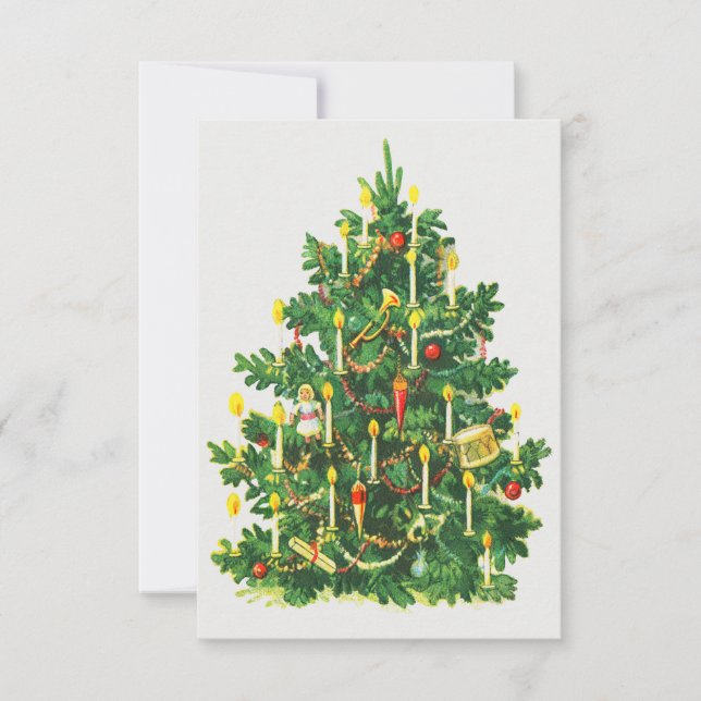 Convite Christmas Greeting With Decorated Tree (Frente)