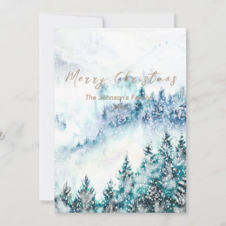 Convite Christmas heavy snow pine forest 2 card