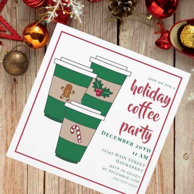 Convite Christmas Holiday Coffee Bar  (Criador carregado)