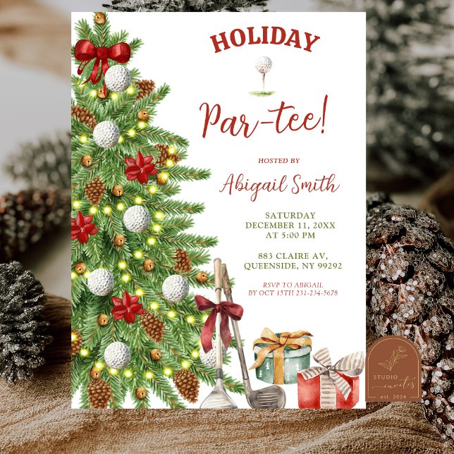Convite Christmas Holiday Golf Partee (Criador carregado)