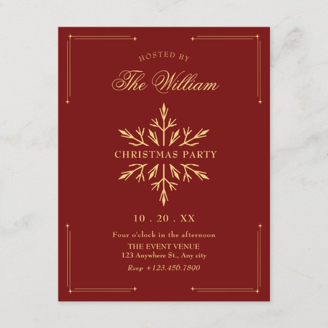 Convite Christmas holiday party snowflake (Frente)