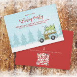 Convite Christmas Holiday Party Winter Festive QR Code Map<br><div class="desc">Rustic Cute Blue Car or vintage Woodie wagon with a Freshly Cut Christmas Christmas holiday party festive winter, modern rustic chic winter scene, country whimsical fun funny cute, trendy stylish calligraphy script, whimsical typography font text, trees woodland car automobile, car Christmas tree on top, simple Christmas celebration invite, family friends...</div>