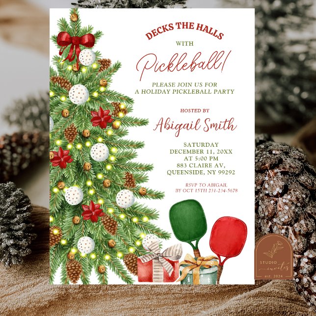 Convite Christmas Holiday Pickleball Party (Criador carregado)