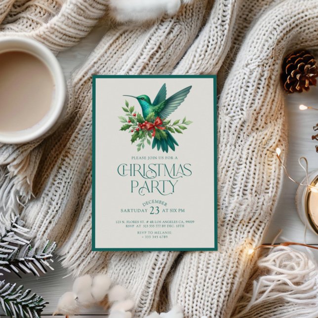 Convite Christmas Hummingbird Party Invite (Criador carregado)