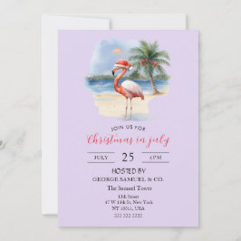 Convite Christmas in July Custom Company Name Flamingo