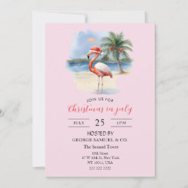 Convite Christmas in July Custom Company Name Flamingo